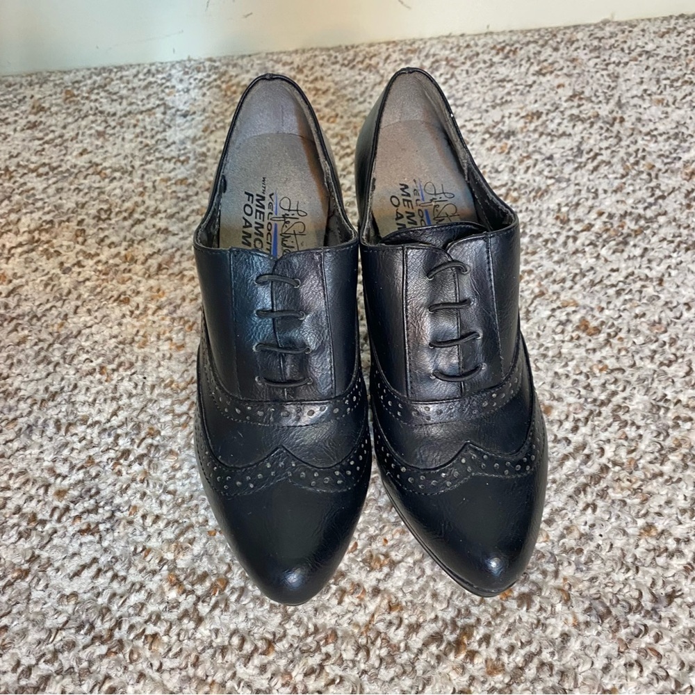 LIFE STRIDE Black Xanti Brogue Booties Heel Velocity Memory Oxford Shooties 6.5 - Picture 4 of 11